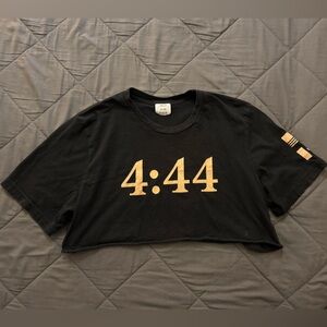 Black Cropped Jay-Z Tour T-Shirt with Gold 4:44 Print